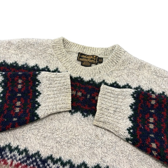 Vintage 90s Eddie Bauer Fair Isle Wool Blend Knit Sweater - Picture 3 of 10